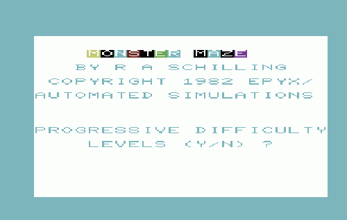 Monster Maze title screen for Vic-20